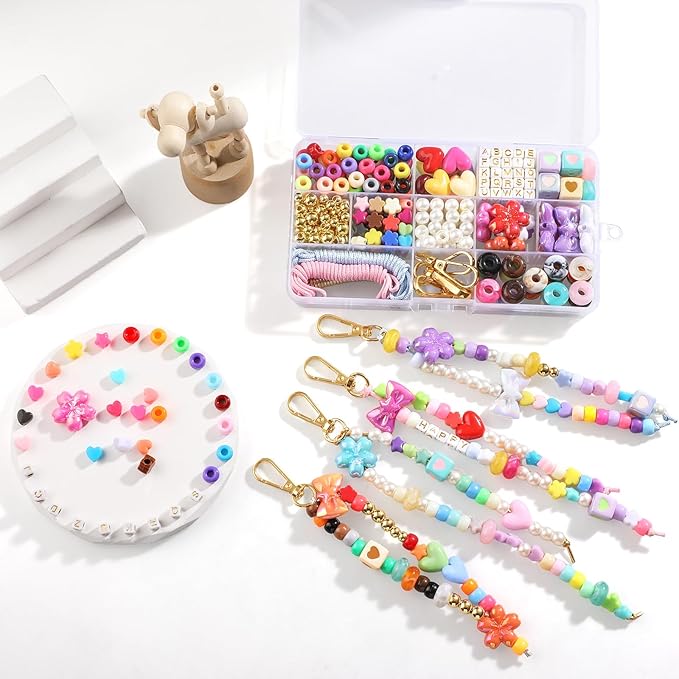 BESARME 372PCS Beaded Keychain Making Kit DIY Keychains Bag Charm Kit Colorful by BESARME