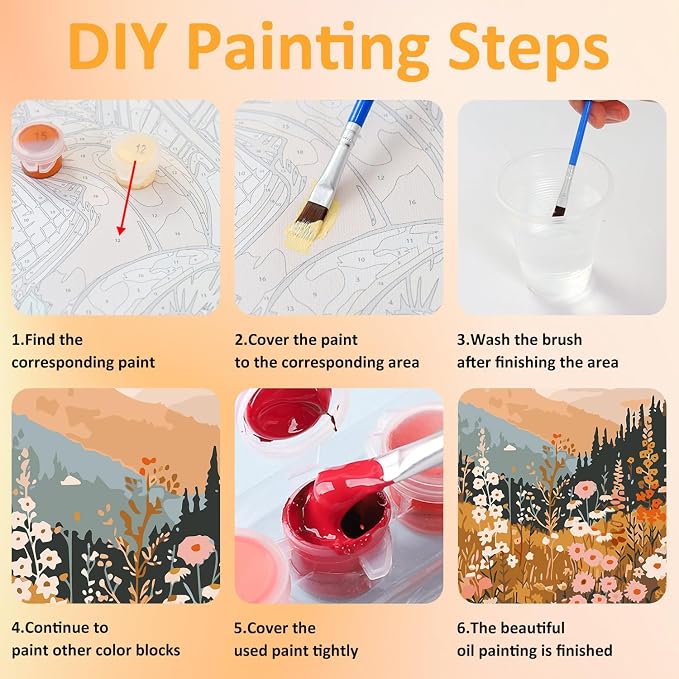 Mandun 3 Pack Landscape Paint by Numbers Kit - Image 8