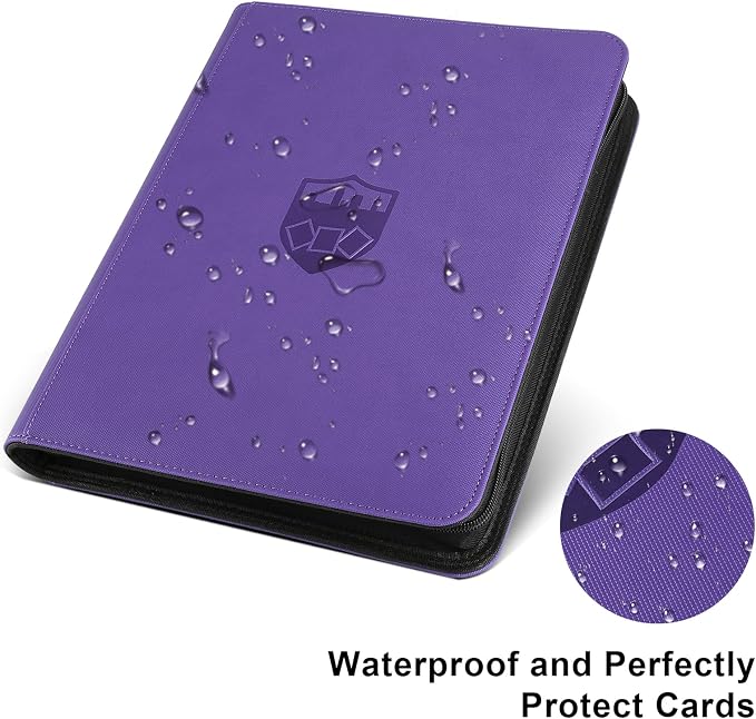 360 Cards Ringless 9-Pocket Side Loading Trading Card Binder, PU Zipper Fixed - Image 2