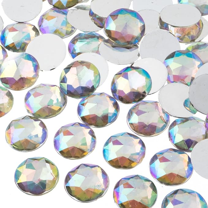 John Bead 200 Pieces 16mm, Crystal AB, Acrylic Round Flat Back Rhinestones by JohnBead