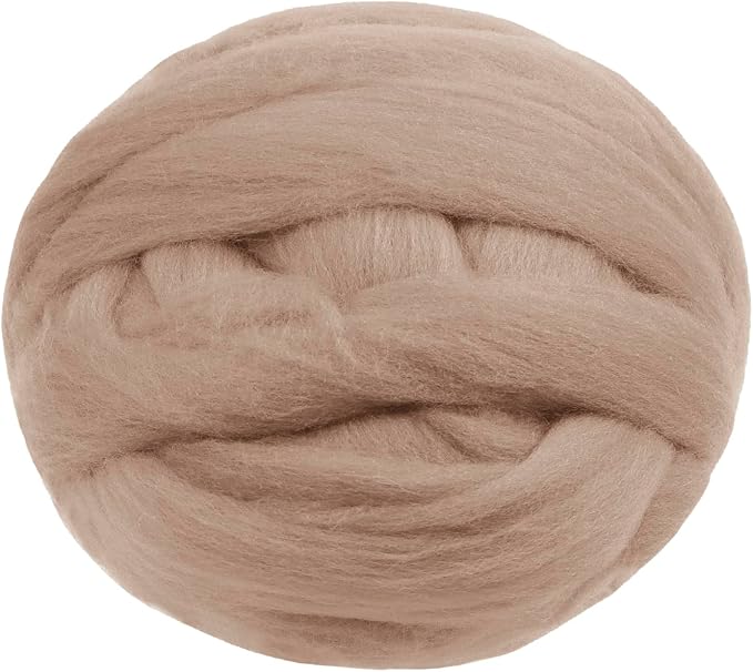 JeogYong Needle Felting Wool, 3.53oz Wool Roving Chunky Wool Yarn, Apricot Wool by JeogYong