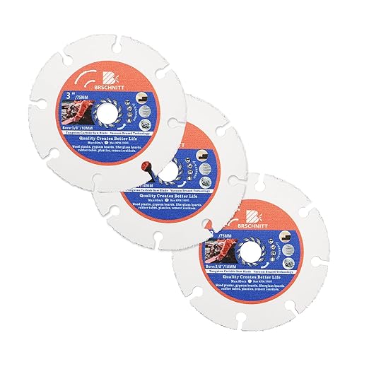 Carbide Multi Wheel,BRSCHNITT 3pcs 3 Inch (75mm) with Arbor 3/8 Inch (10mm) Tungsten Carbide Cut Off Wheel for Wood,Laminate,Gypsum Board,Plastic for Angle Grinder Cutting Disc.