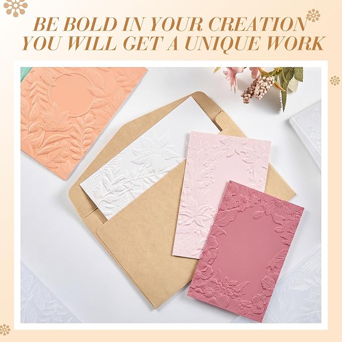 Geiserailie 4 Pcs Embossing Folders 2d/3D Embossing Machine Template Paper Card - Image 6