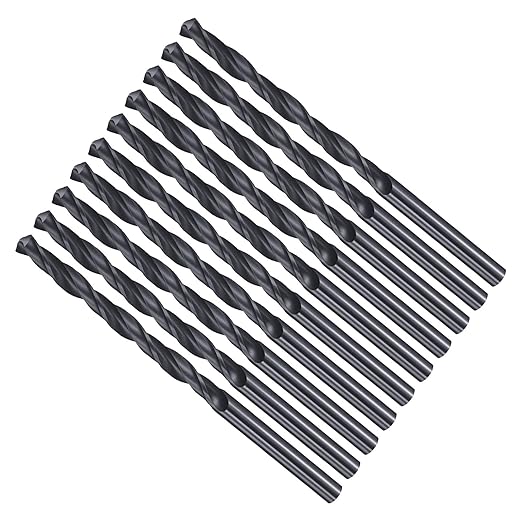 Drill Bit, 3.7 mm Cutting Diameter, 4241 HSS Nitriding Black 118° Cutting Angle Versatile Jobber Bits - (Applications: for Drilling Plastic Wood Soft Metal), 10-Pieces