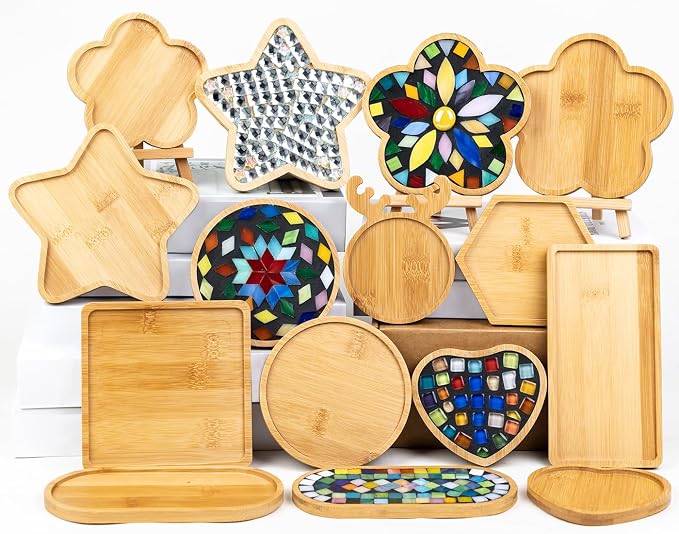 Lanyani 10pcs Wooden Assorted Shapes Mosaic Bases by LanyaniArtGlassMosaics