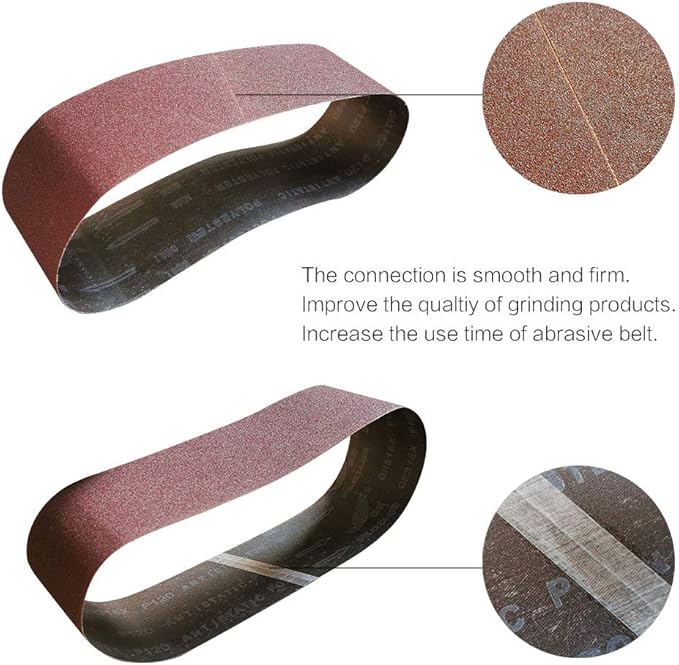 4x24 4 x 24 Sanding Belt Pack 4-Inch x 24-Inch,12 Pcs(4 Each of 80 120 150 Grits) Aluminum Oxide for Sander