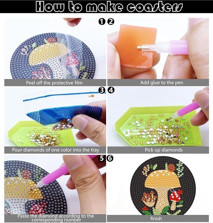 Bulerrylulu 6 Pcs Diamond Painting Coasters Kits - Image 7