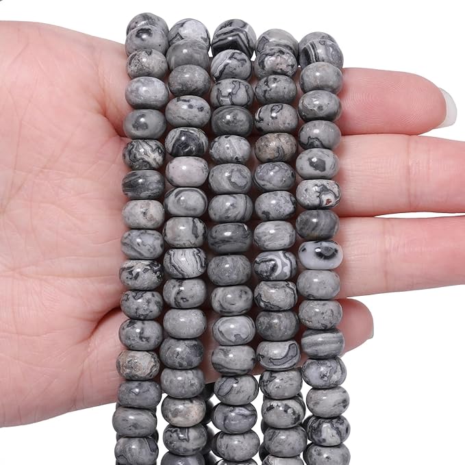 Songxi 5x8mm Natural Map Jasper Stone Rondelle Beads, Gemstone by SongXi