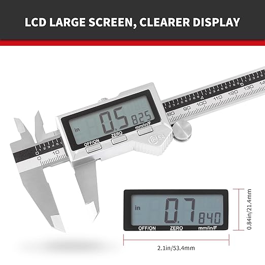 12 Inch Digital Caliper, 150mm Calipers Measuring Tool with Stainless Steel, IP54 Splash Proof Protection Design
