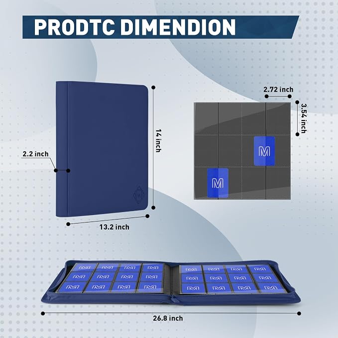 Premium Card Binder 12 Pocket for 720 Pockets Trading Card Binder, PU Zipper - Image 5