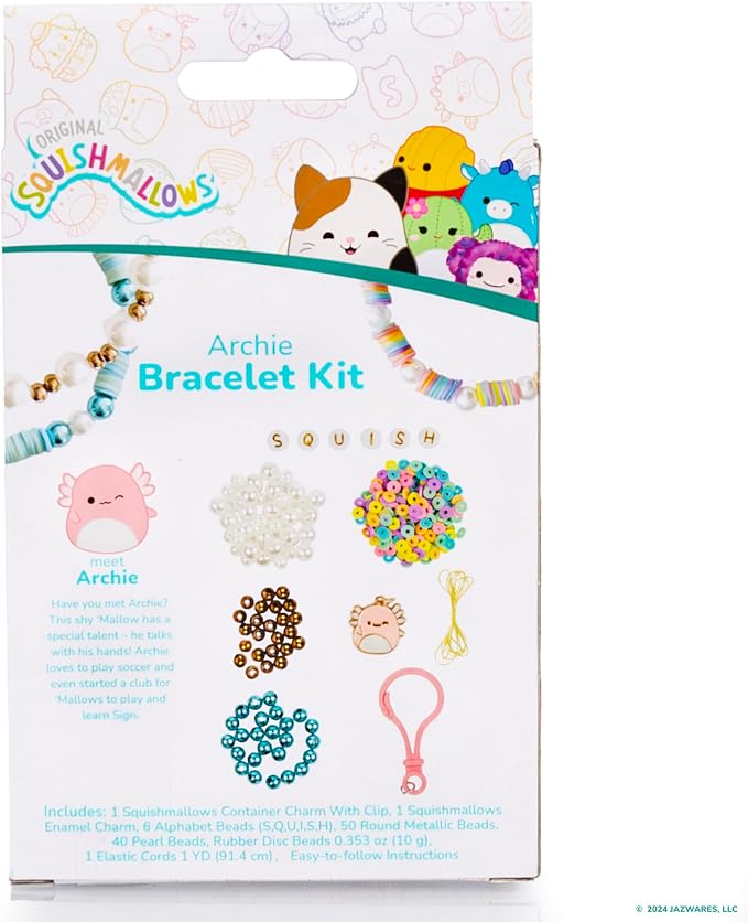 Original Squishmallows Archie The Axolotl Bracelet Kit, Friendship Bracelet Kit - Image 7