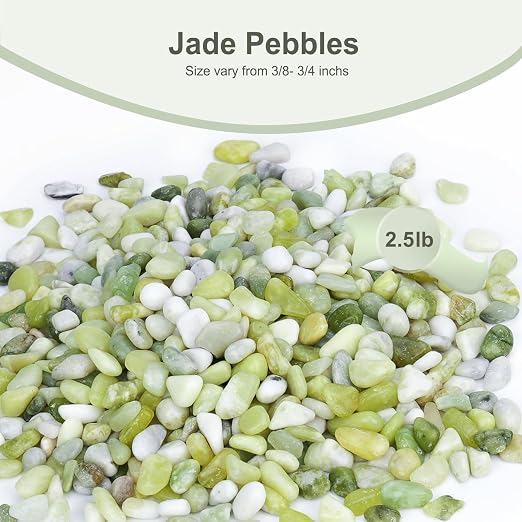Pulovin 2.5 lbs Jade Pebbles for Indoor Plants, Decorative Pebbles for Bamboo - Image 2