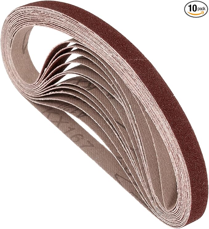 10 Pcs Sanding Belts 3/8 x 21 Inch 120 Grit Aluminum Oxide Abrasive Sandpaper for Belt Sander Metal Grinding Wood Working Weld Rust Removal