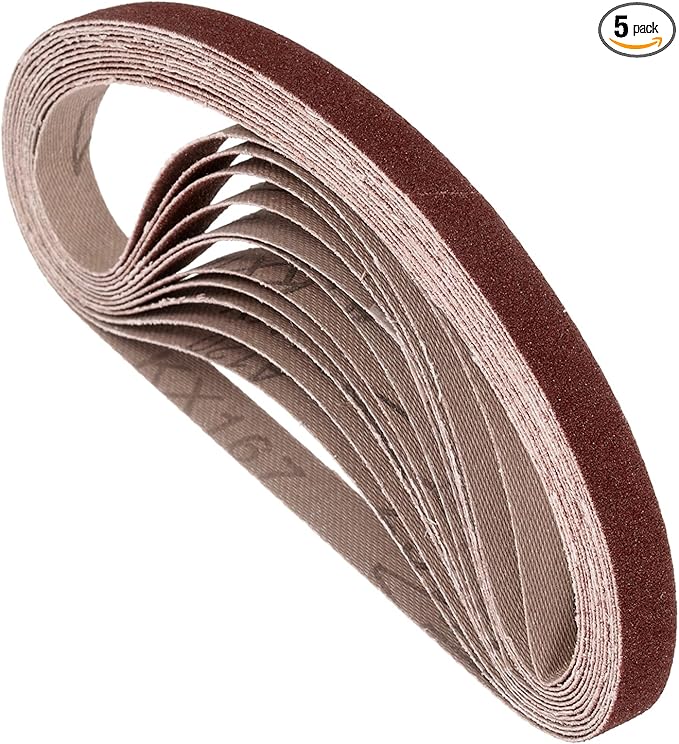 5 Pcs Sanding Belts 3/8 x 21 Inch 120 Grit Aluminum Oxide Abrasive Sandpaper for Belt Sander Metal Grinding Wood Working Weld Rust Removal