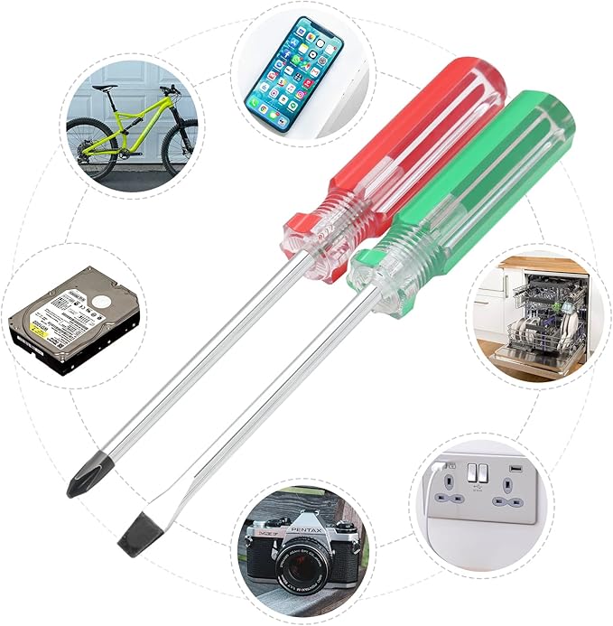 Piutouyar Magnetic Screwdriver Set 2 PCS, 4 Inch Steel Shaft Magnetic 5mm Phillips and Flat Head Tips Screwdriver for Computer Repairing, Automobile Tools and Home Appliances