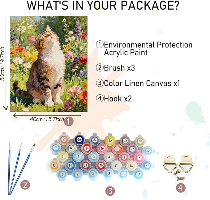 MBNTJHT Cat Paint by Numbers Kit - Image 2