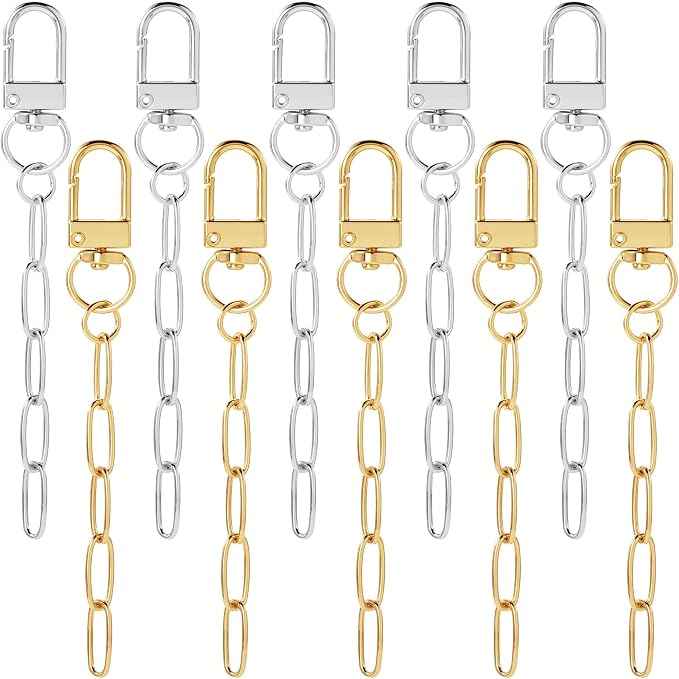 Hzopcw 20pcs Keychain Making Kit, Key Ring Swivel Snap Hook Chains, Alloy by Unknown