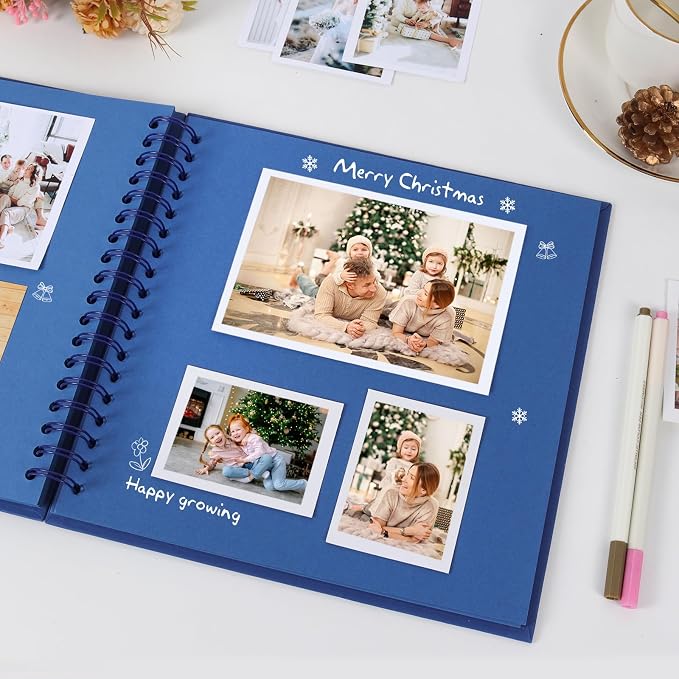 RECUTMS 12x12 Inch Scrapbook 60 Pages Kraft Paper DIY Journal Album Blue | - Image 2