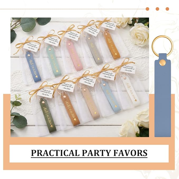 Wavyknot 100 Pcs PU Leather Keychain Blanks Bulk Laser Engraving Blanks - Image 3