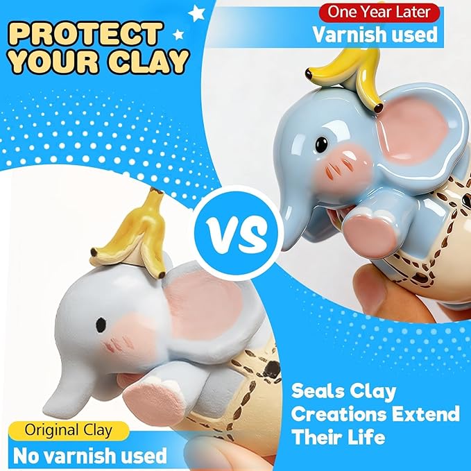 3.4FL OZ Air Dry Clay Glaze & 25pcs Tool Kit, Gloss Clay Varnish Protective - Image 3