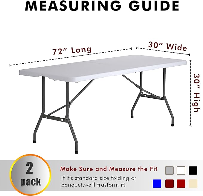 Nasitos 2 Pack Black Tablecloth 6 Foot-Open Back Fitted Tablecloth Rectangle - Image 6