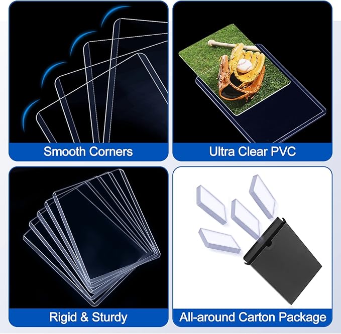 32 Count Card Sleeves Hard Plastic, Sooez 35PT Card Holder, Rigid Card Case - Image 5