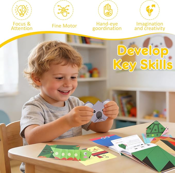 Origami Paper for Kids Ages 5-8, Double Sided Origami Kit 90 Patterns, Easy - Image 6