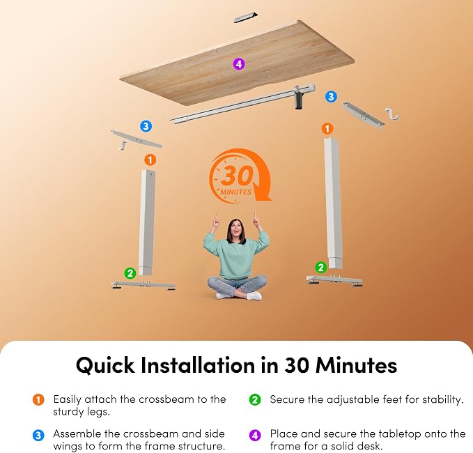 FEZIBO Standing Desk, 48 × 24 Inches Electric Height Adjustable, Sit and Stand - Image 9
