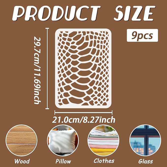 9pcs Abstract Texture Stencil for Painting Artistic Pattern Painting Crafts - Image 2