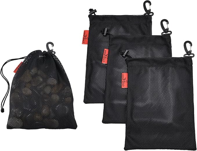 Mesh Foraging Bags with Clip, 4 Pack Drawstring & Toggle Closure Foraging Pouch by CoverGeny