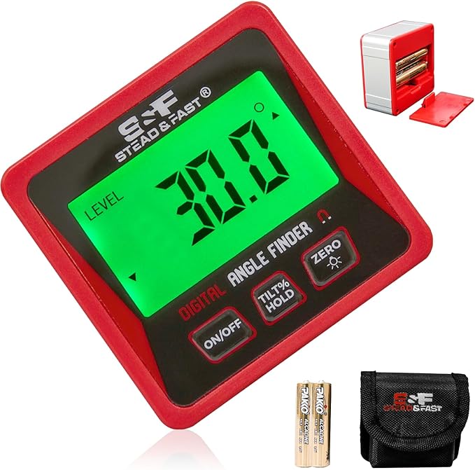 S&F STEAD & FAST Digital Angle Finder Gauge Magnetic Protractor Inclinometer Table Saw Angle Gauge Level Cube with Magnetic Base for Woodworking, Carpentry, Construction