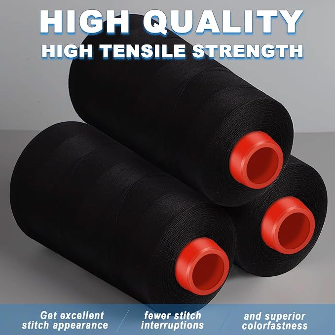 Black Sewing Thread, Serger Thread Cones 4 Pack, 40S/2-24000 Yards Black All - Image 3