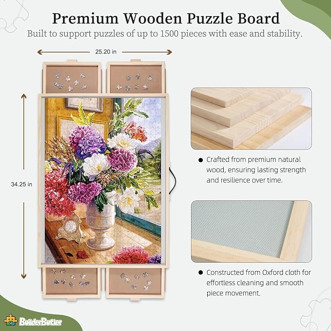 BuilderButler 1500 Pieces 2-in-1 Tilting & Rotating Puzzle Board – Portable - Image 2