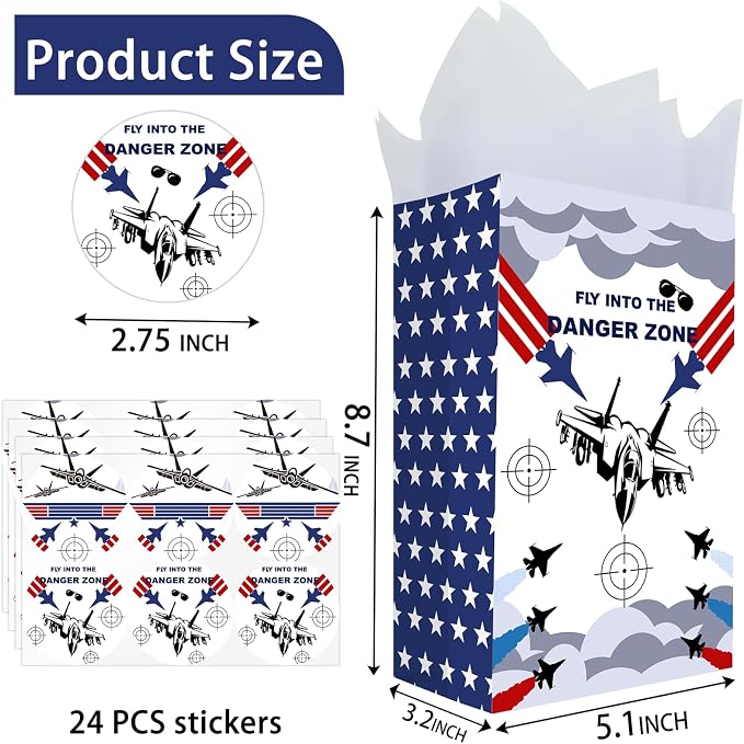Fighter Jet Party Favor Bags – 24 Pcs Jet Fighter Style Gift Bags - Image 2