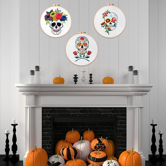 Nuberlic 3 Pack Halloween Skull Embroidery Kit - Image 7