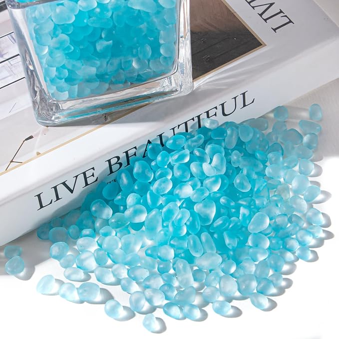 Keedolla 48oz Ice Blue Sea Glass Marbles Stones Frosted Glass Pebbles Gemstones - Image 4