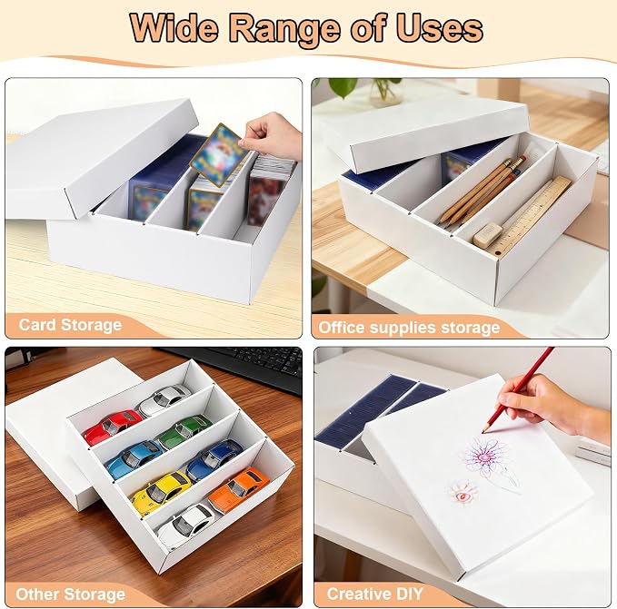 5-Pack Toploader Trading Card Storage Box, 4 Row 3200 Count White Cardboard - Image 7