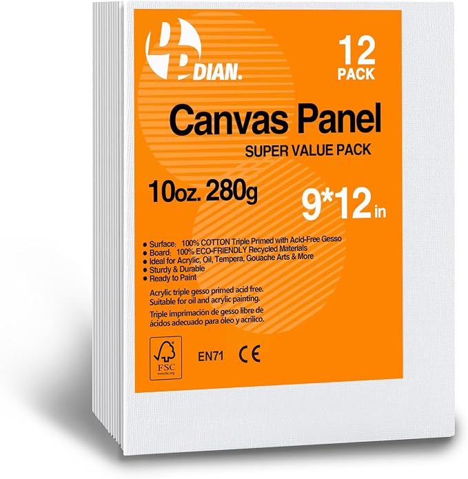 Canvas Boards for Painting 9x12 Inch, Watercolor by DPDIAN