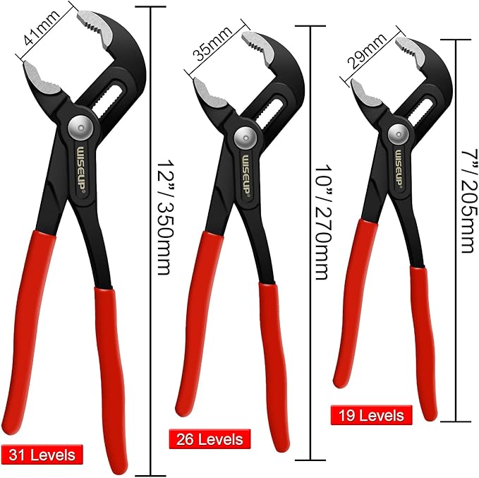 WISEUP Groove Joint Pliers 7 Inch with Fast Adjustable Pliers V-Jaw Tongue and Groove Pliers Wrench for Water Pump,Home Repair,Plumbing,Gripping,Nuts,Bolts,Pipe,Fittings