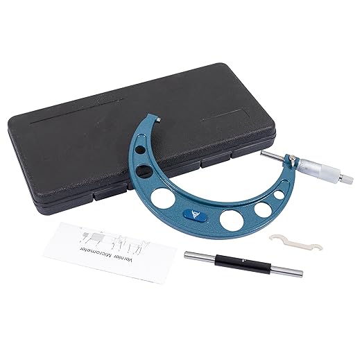 PEC Tools 5-6” Outside Micrometer, Industrial-Grade Precision Measuring Tool, Hardened Steel, High-Accuracy Micrometer with Ratchet Stop & Carbide-Tipped Measuring Faces for Machining & Engineering