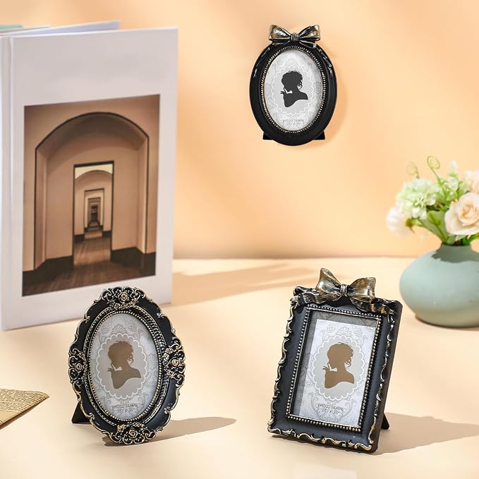 Vicenpal 3 Pcs Tiny Picture Ornate Frames 2.5 x 3.5 Inch Small Vintage Oval - Image 7