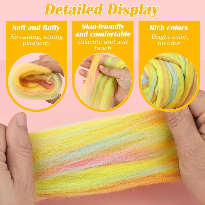 Wool Roving 7.02oz Colored Natural Needle Felting Wool Bulk - Image 6