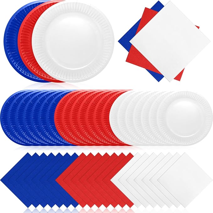 Zhehao 120 Pcs Disposable Paper Plates and Napkins Bulk Birthday Party by Zhehao