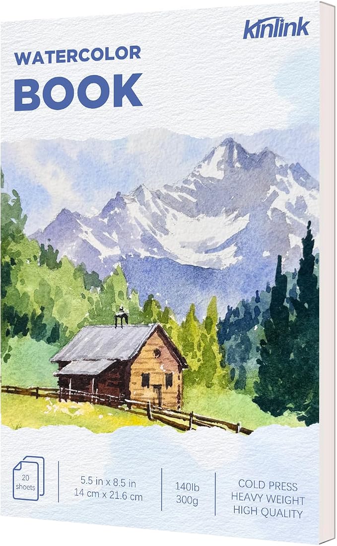 Watercolor Paper Pad, 5.5x8.5 140lb/300g Water Color Paper, 20 Sheets Cold by KINLINK