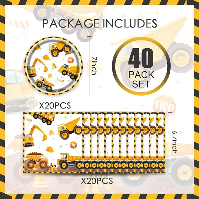 40Pcs Construction Birthday Party Supplies - Image 2