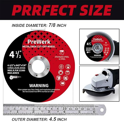 Cut Off Wheels 50 Pack,4 1/2 Inch,Metal and Stainless Steel Cutting Wheel for Angle Grinder,Ultra Thin Cut-Off Wheel Cutting Disc (50 PCS 4-1/2 x .045 x 7/8 inch Cut Off Wheels)