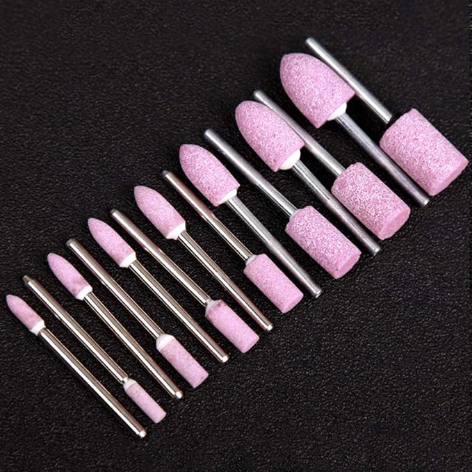 10 Pcs 1/8 Shank Abrasive Mounted Stone Rotary Tool Grinding Wheels Bit Set for Dremel