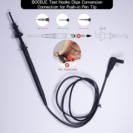 Test Hooks Clips, Multimeter Test Lead Kit Mini Test Hook Clip for 2mm Plug Test Probe Electronic Testing IC Grabber