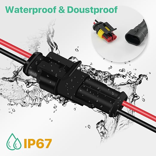 2 Pin Waterproof Electrical Connectors, Male and Female Wire Connectors, 12V Plug Connector, Suitable for Connecting Weak Current Lines Such As Cars, Motorcycles, and Ships(5 Pack)