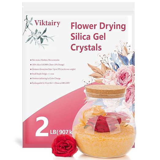 2LBS Silica Gel Flower Drying Crystals, Reusable Flower Preservation Kit by Viktairy